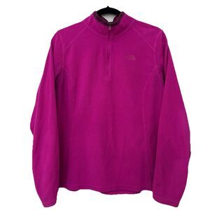 The North Face Womens L Pink 1/4 Zip Fleece Pullover Lightweight Outdoors Layer